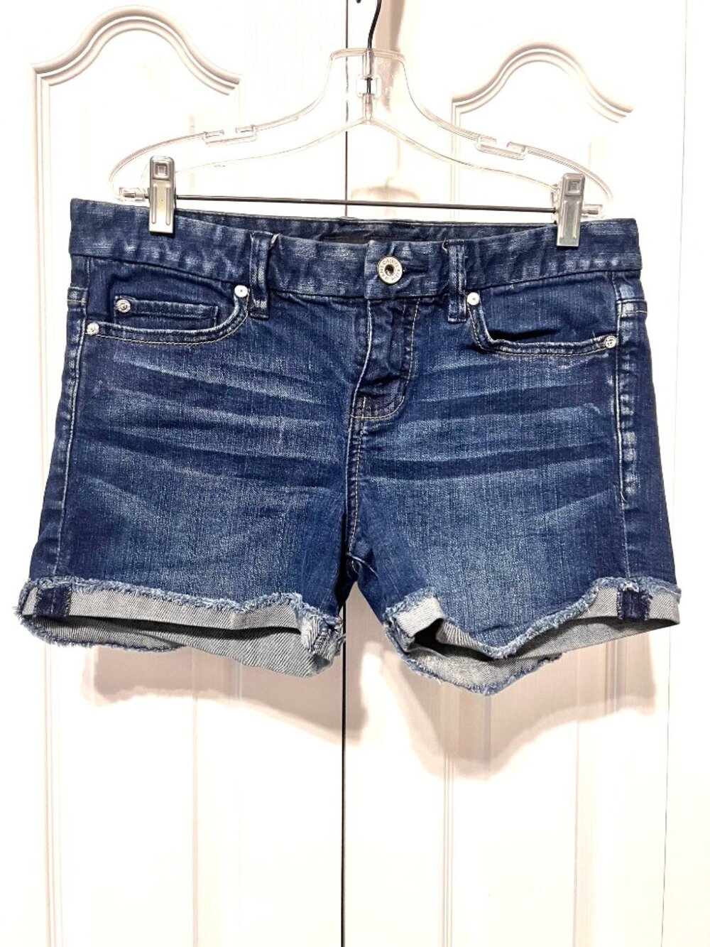Calvin Klein Jeans-Women's Stretch-Distressed-Cuffed-Size 4/27-Blue Denim-Comfy